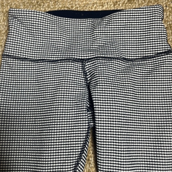 Lululemon Wunder Under Crop Leggings Inkwell Gingham Navy White Leggings - Picture 5 of 9